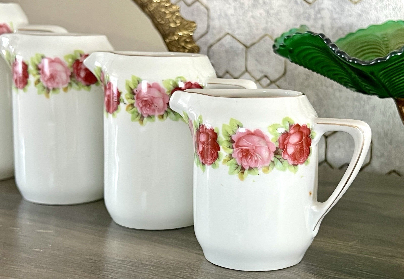 Antik 4x Jugendstil Art Dèco Porzellan Kanne Krug Rosen Hermann Unger Zwickau