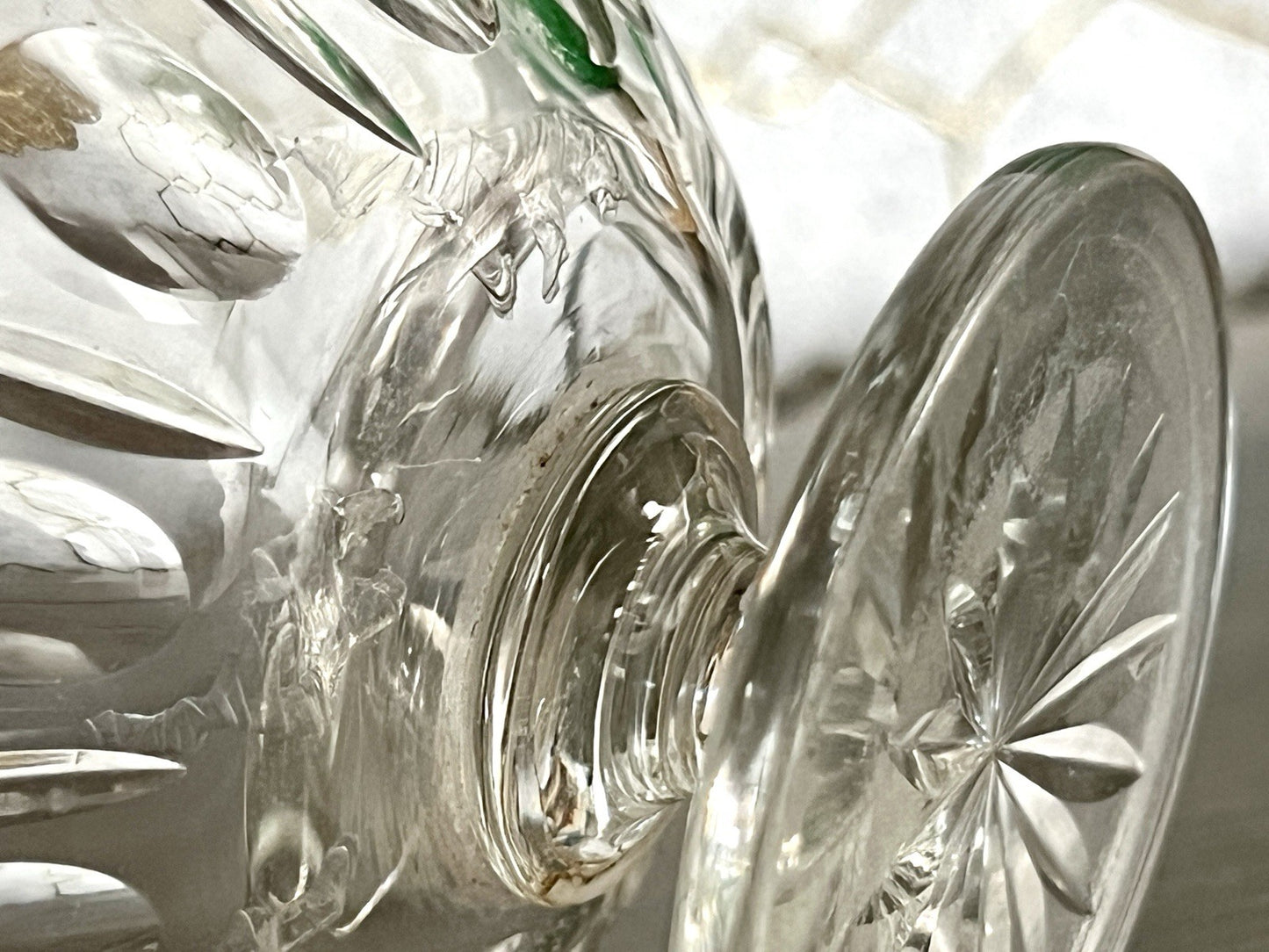 Antik Biedermeier kleine Fußschale Schale Glasschale um 1850 Oliven