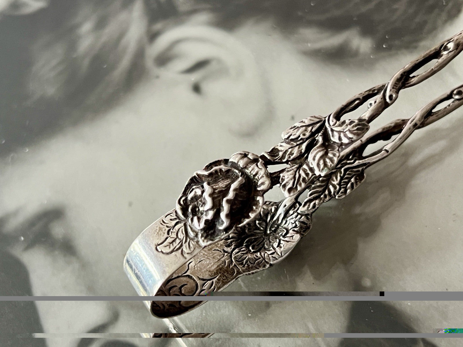 Antik? alt elegant 800 Silber Zuckerzange Hildesheimer Rose Rosenranke-Greifer