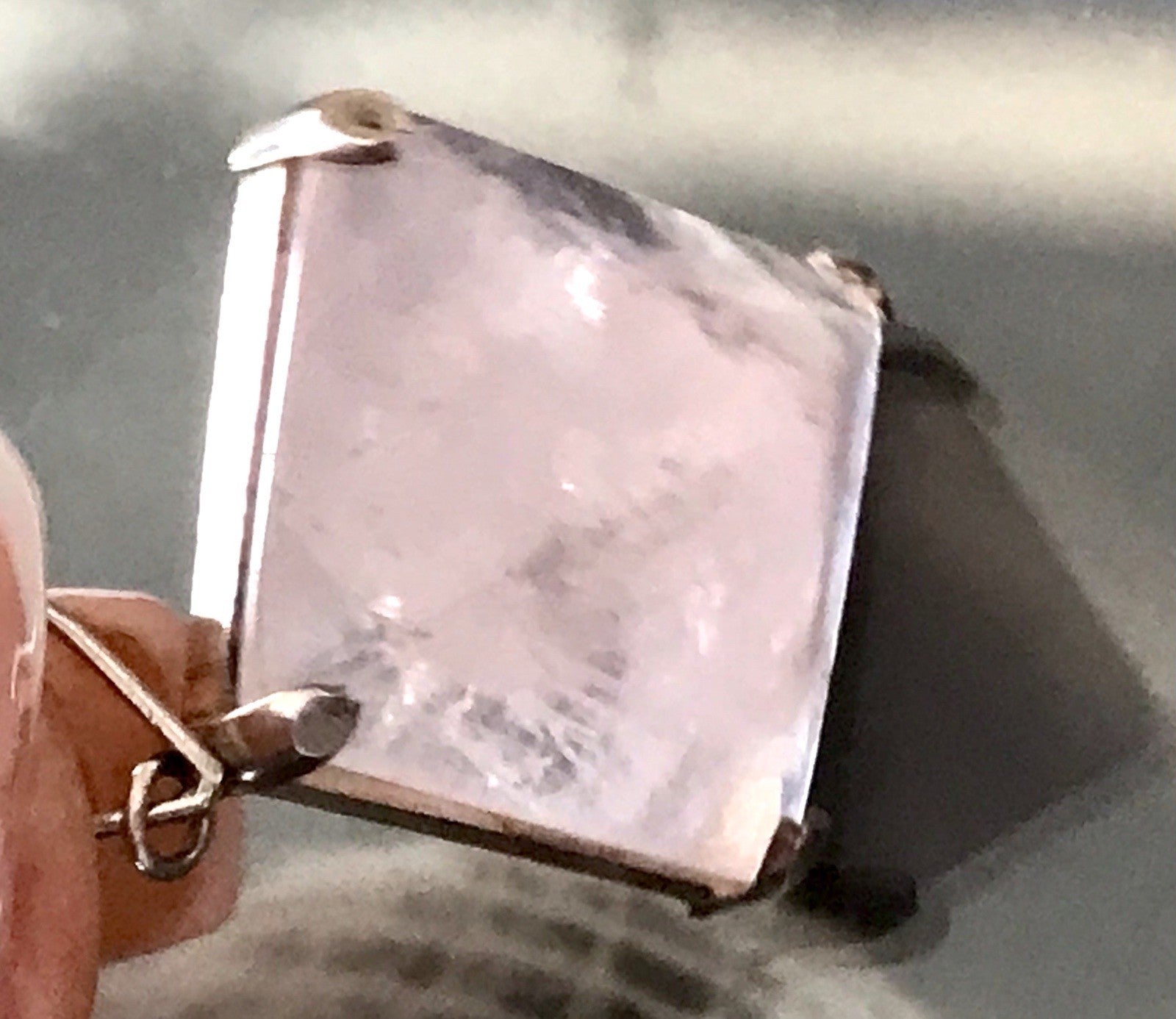 Anhänger Silber Halskette Anhänger Rosenquarz Pyramide Herzaktivierer