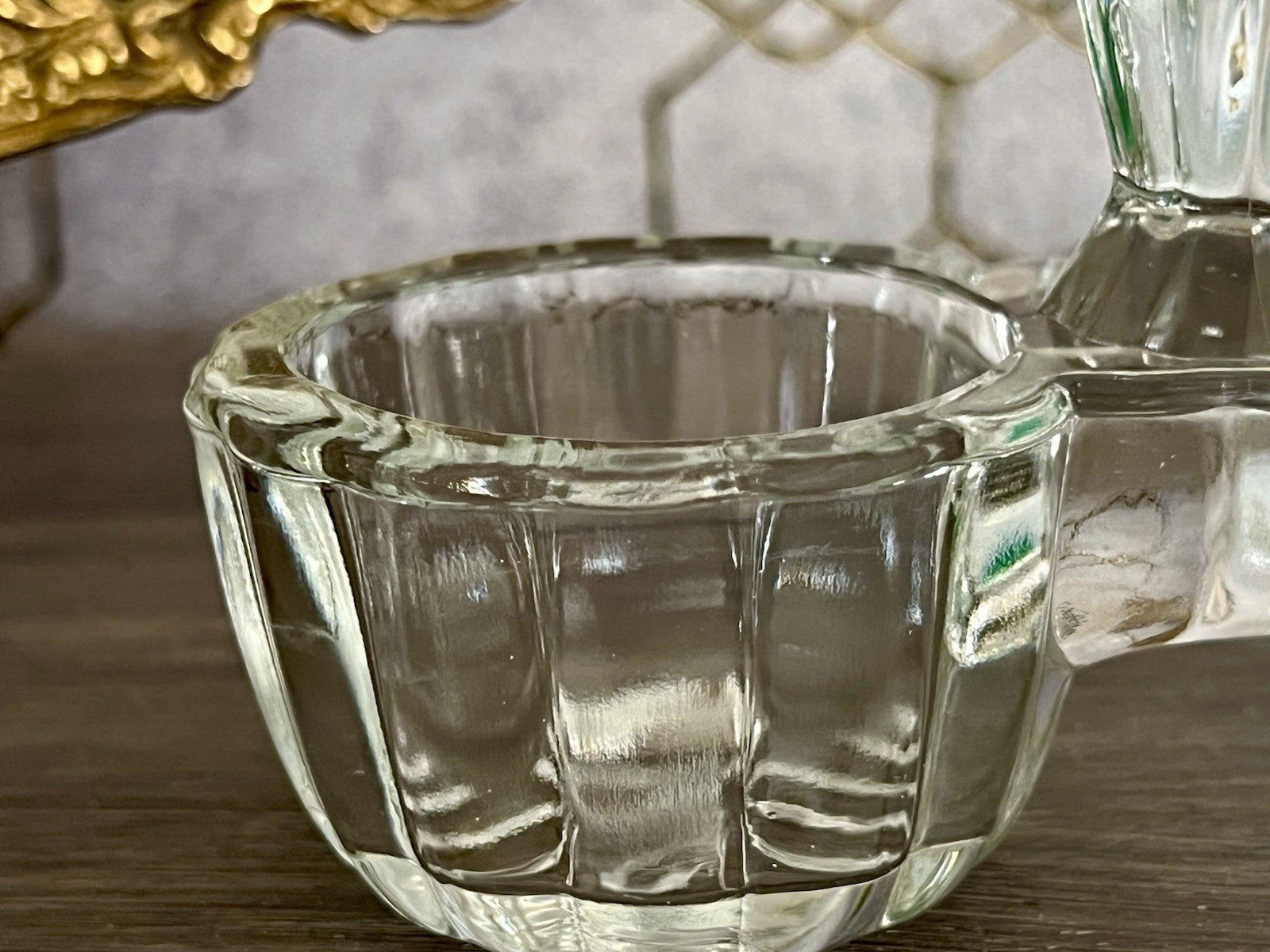 Antik Art Déco Pressglas Salz & Pfeffer Menage Saliere Gewürzständer Glas