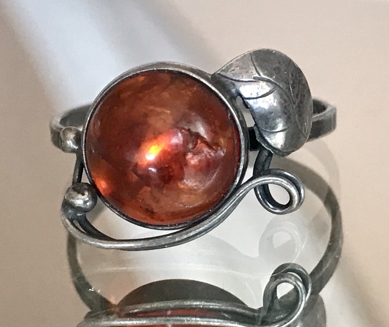 Alt Antik Edel Bernstein DAMEN RING Silber Super Design! Gr.59 18,8 mm Wow