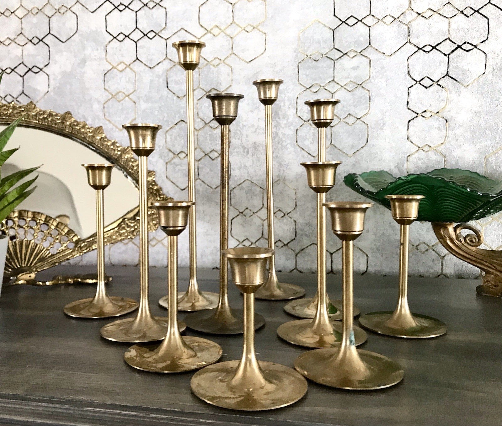 Vintage Alt 11 Kerzenständer Kerzenhalter Messing Leuchter Tulpen 6 Größen