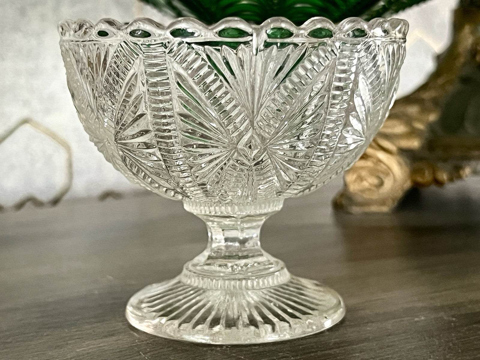 Antik Jugendstil  Pressglas Glas Fußschale Schale Zuckerschale Villeroy&Boch
