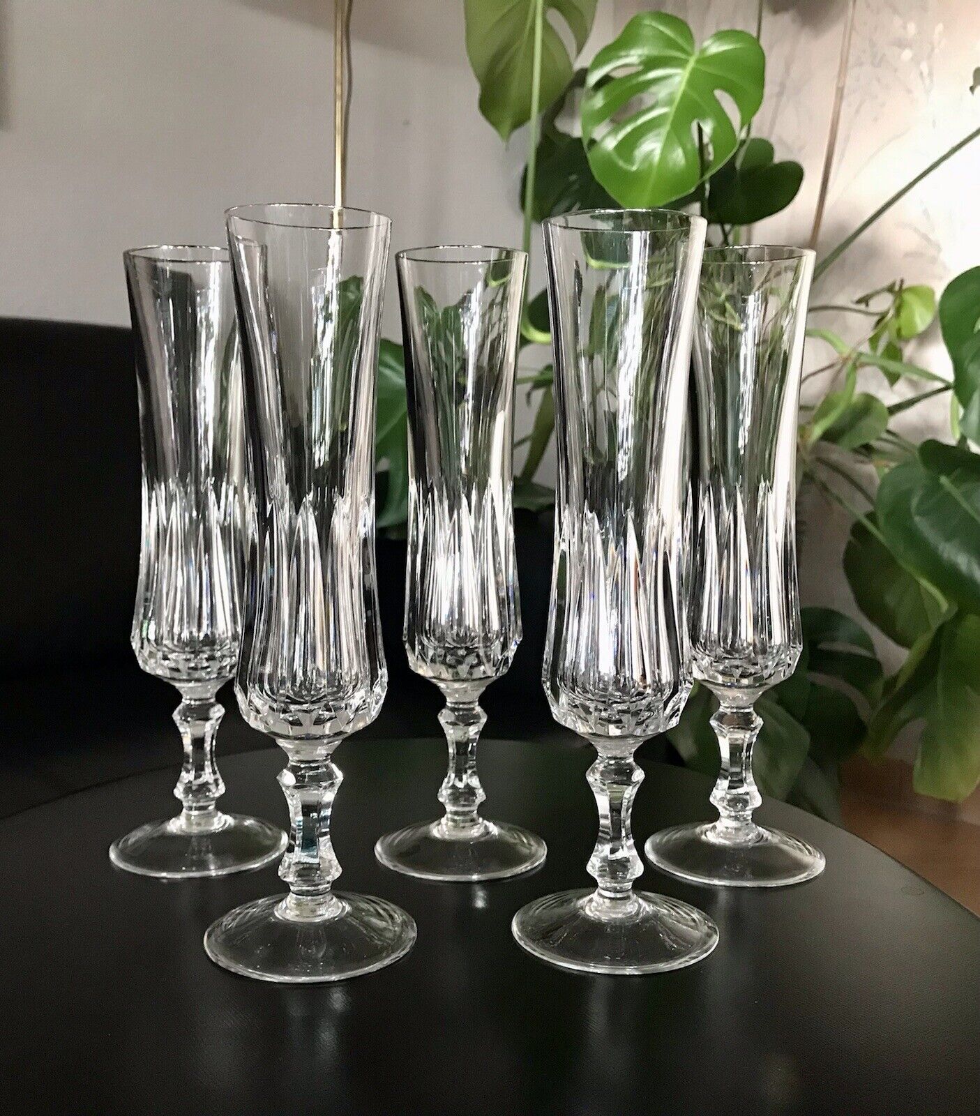 Vintage 5 EDEL Champagner Sektflöten Sektgläser Glas Kristallglas