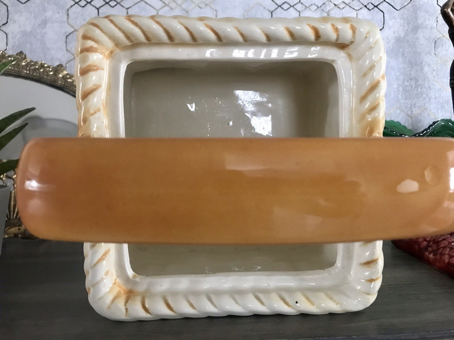 Antik Sarreguemines France Majolika Keramik  Korb Zierschale Schale Obstkorb