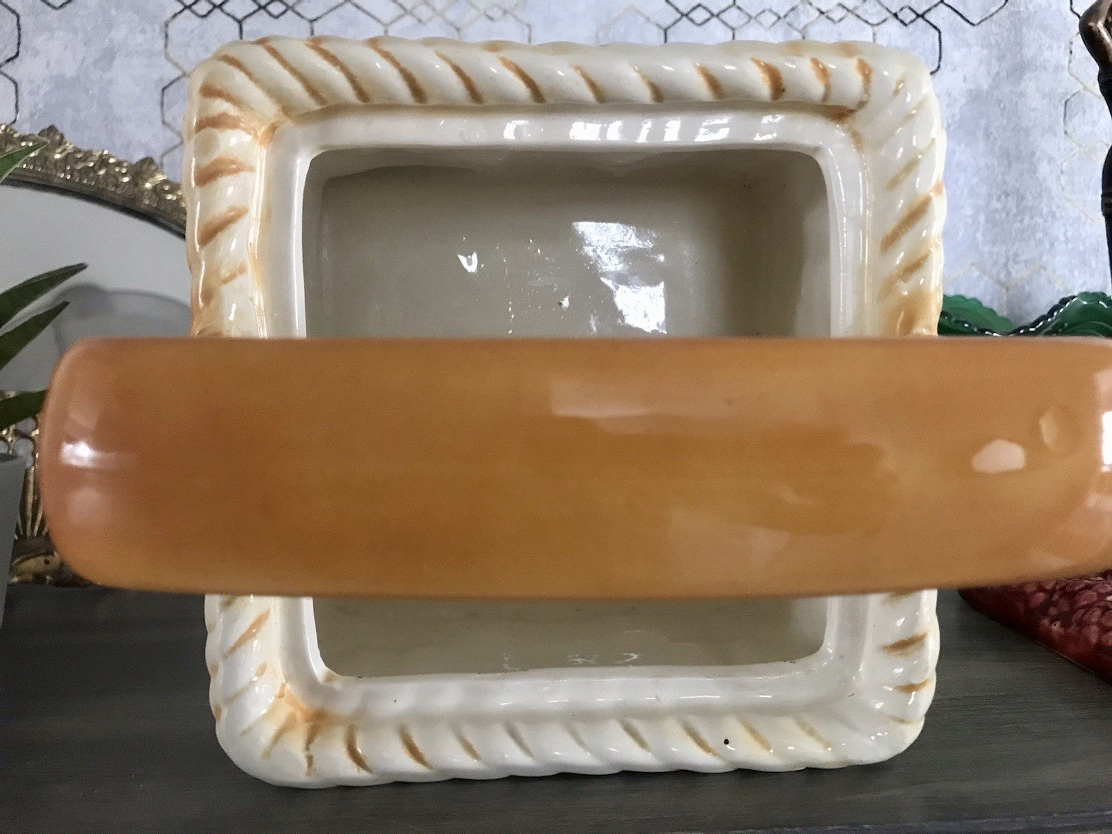 Antik Sarreguemines France Majolika Keramik  Korb Zierschale Schale Obstkorb