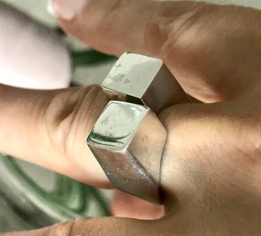 Vintage Modernist Designer DAMEN RING 925 Silber Cube Avantgarde 55 bis 59