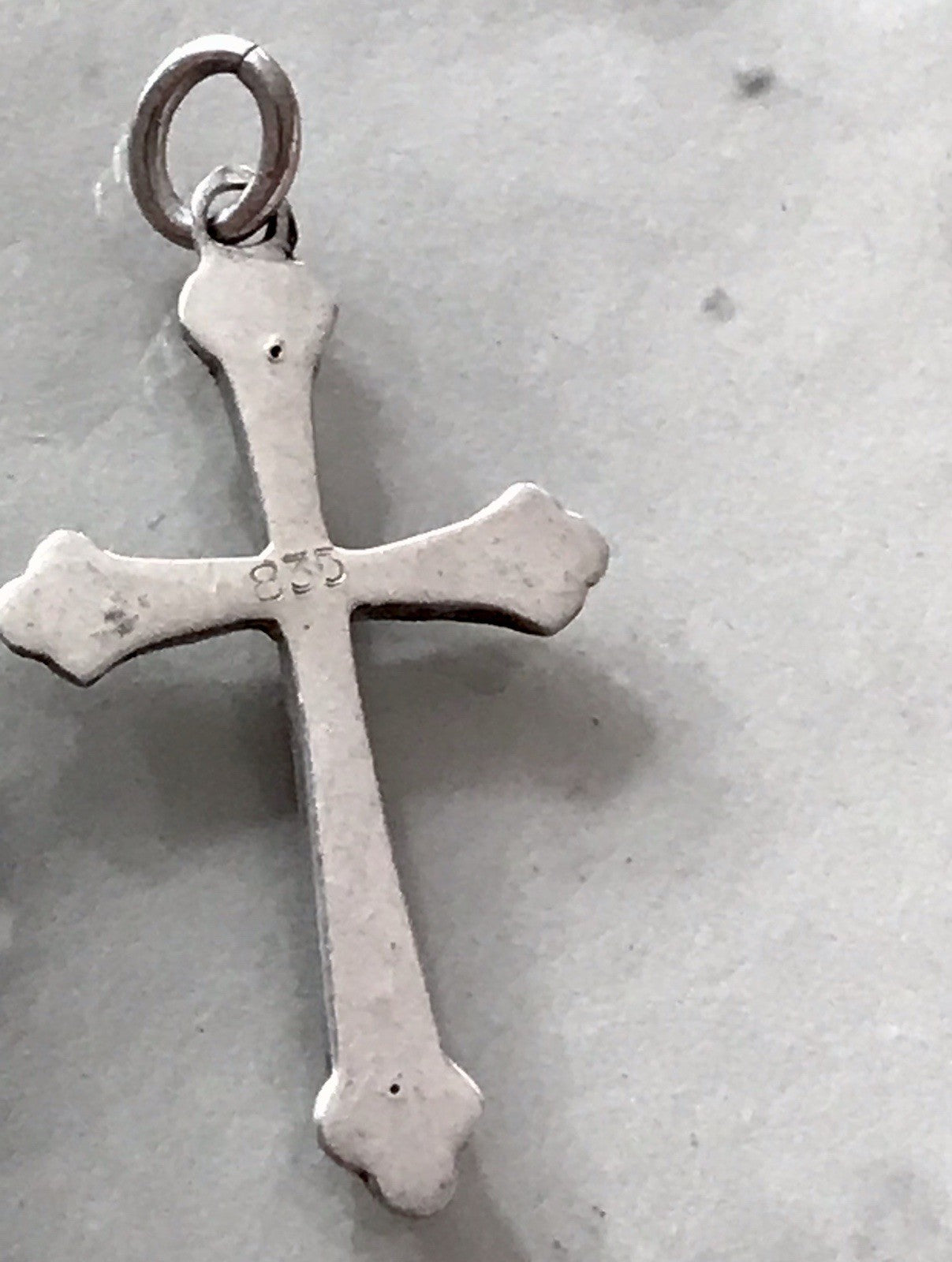 Antik Echtsilber 835 Silber Kreuz Anhänger Kettenanhänger farblose Steine