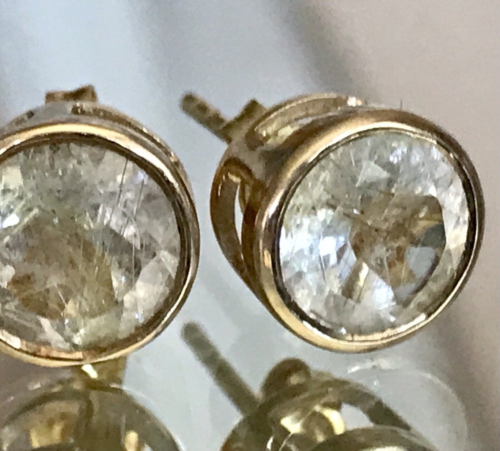 Ohrringe Ohrstecker DAMEN Silber vergoldet gold Bergkristall? Einschlüsse