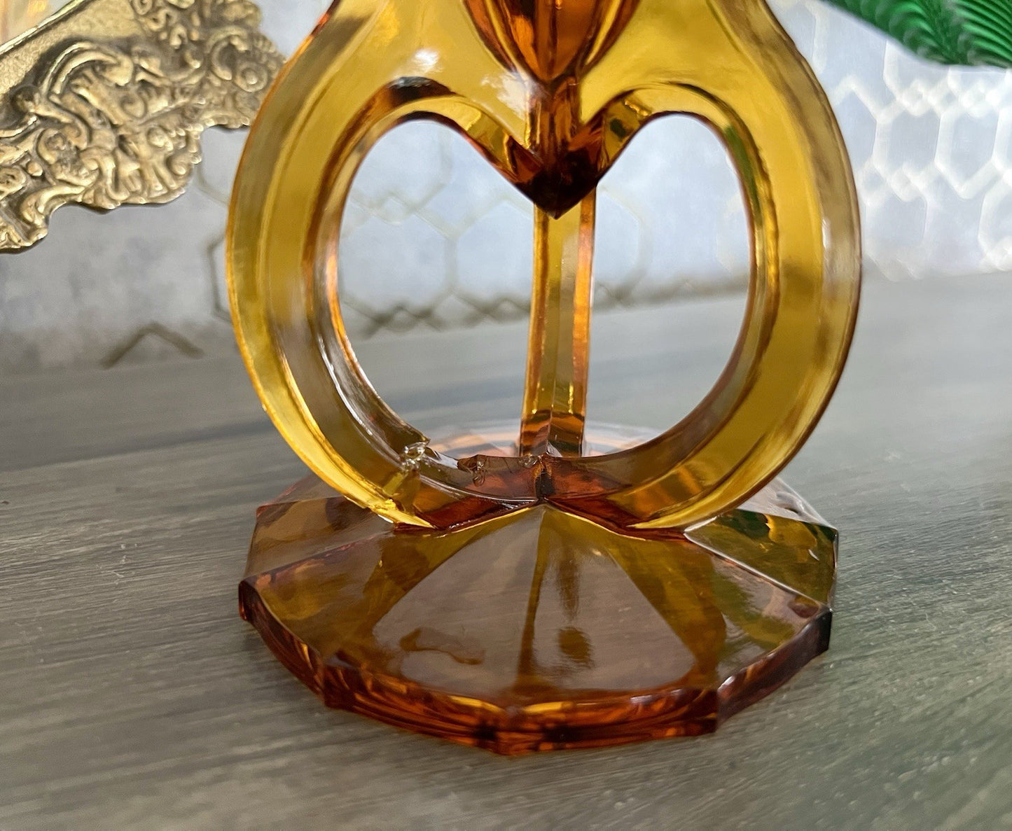 Art Déco 1 Vase Glasvase Pressglas Antik Bernstein Gelb Amber Glas Stölzle?