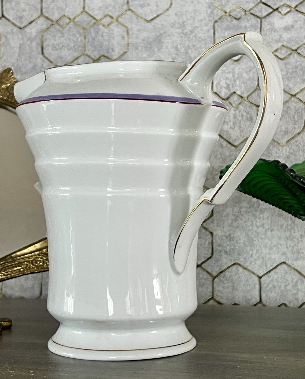Antik Art Déco Porzellan Kanne Krug Wasserkanne Eschenbach Bauhaus