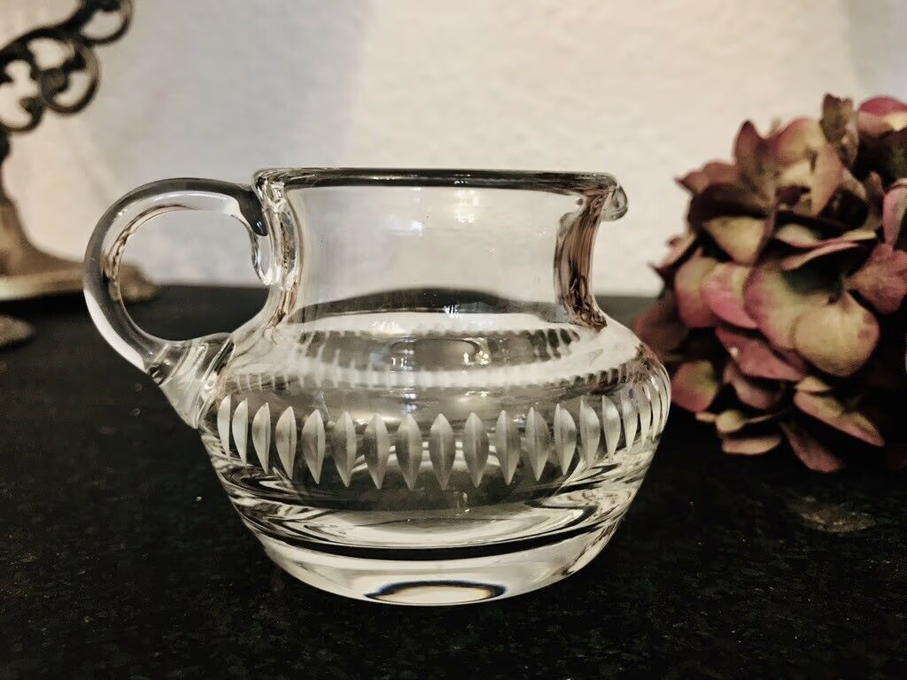 Alt Sahnegießer Kristallglas Bleikristall Glas