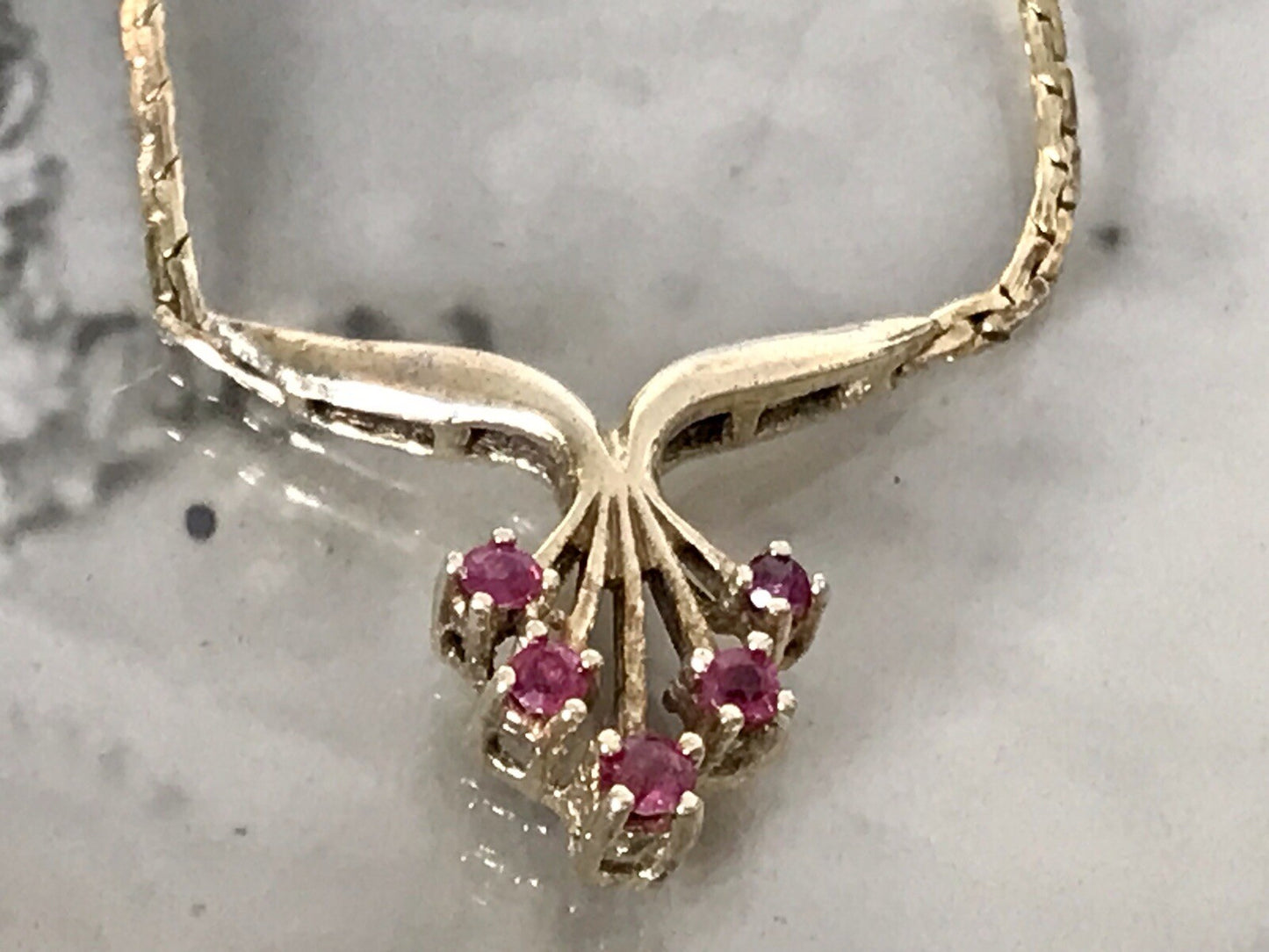 Antik Edel Jugendstil 925 Silber vergoldet Collier Halskette Rubine SCHÖN