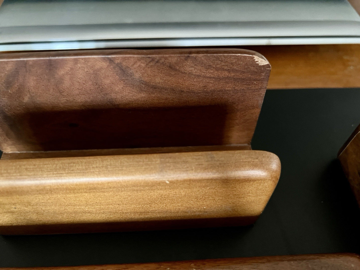 Vintage Schreibtisch Garnitur Organizer Holz Ablage Stifthalter Schreibauflage