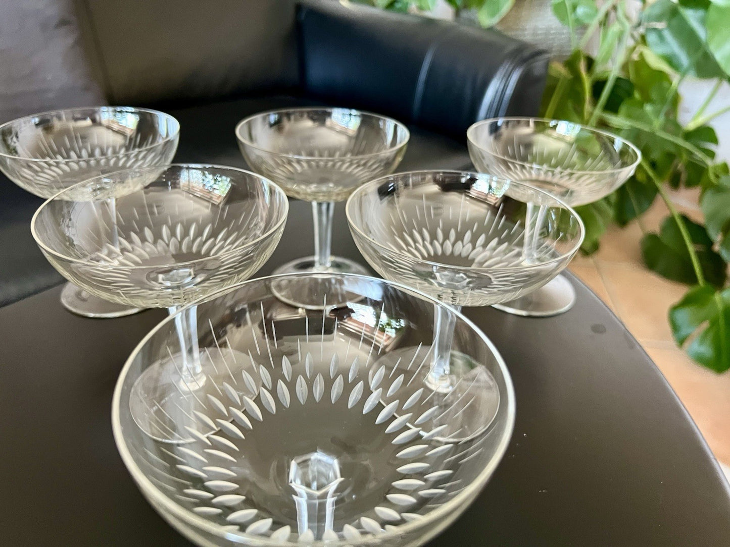 Vintage 60er  4 Champagnerschalen Sektschalen Kristallglas