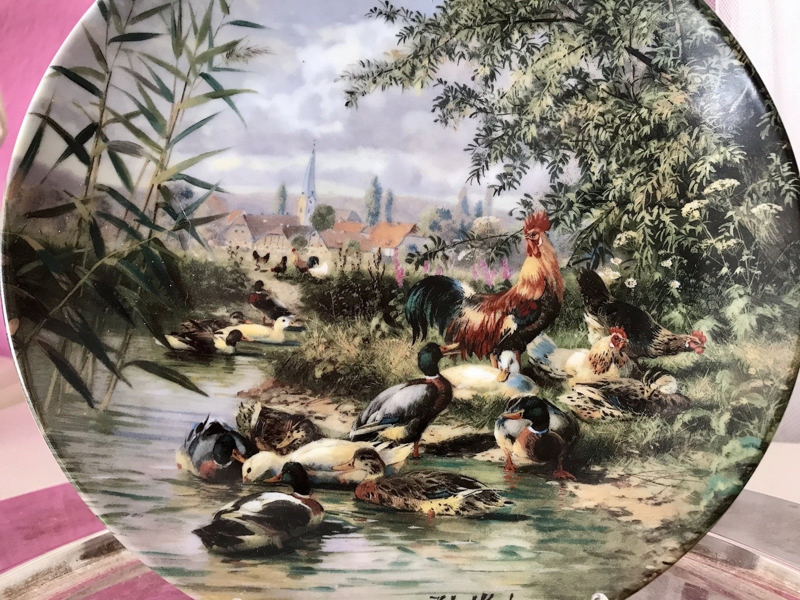 Porzellan Wandteller Zierschale Teller Seltmann Tiere unseres Dorfes 1989 Enten