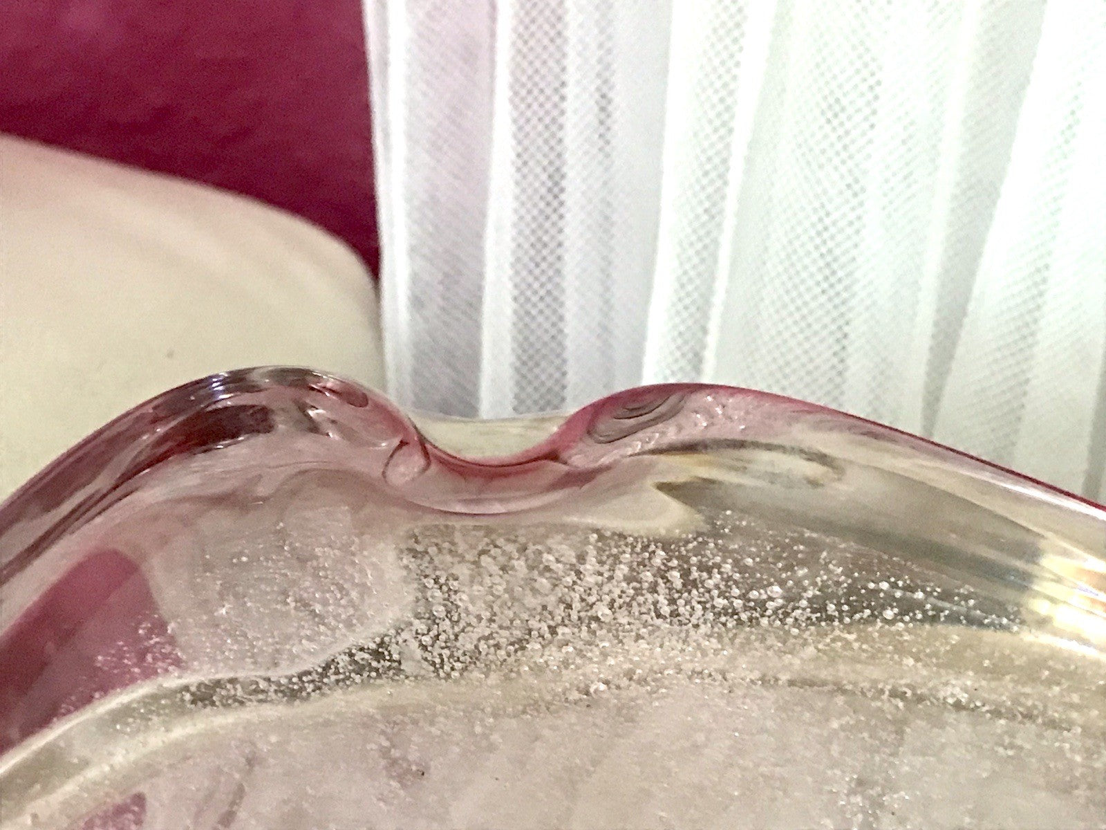 Murano 60er 70er Jahre Schale Glas rosa rot So Schön! Schaum Luftblasen