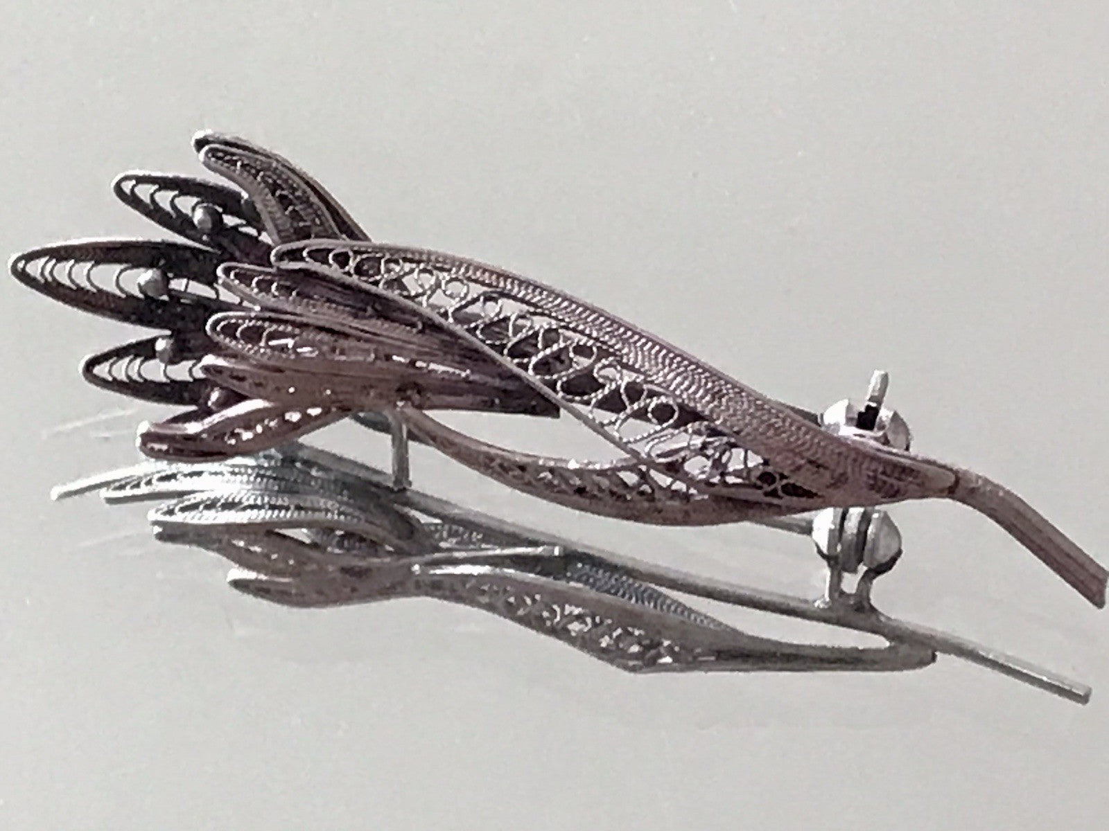 Antik filigran Blüte Blume 2in1 Anhänger Kettenanhänger Brosche Silber