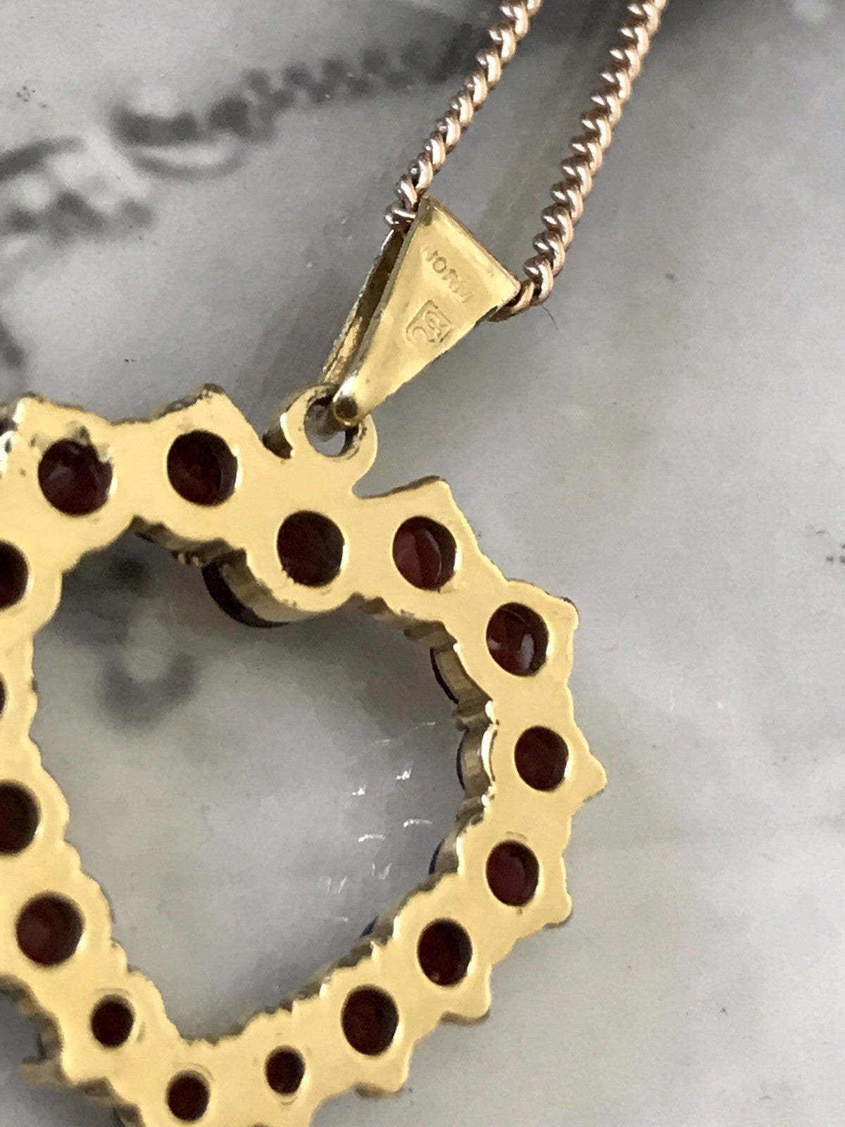 Antik Herz Anhänger 250er Gold Normgold Granate Granatschmuck Kettenanhänger