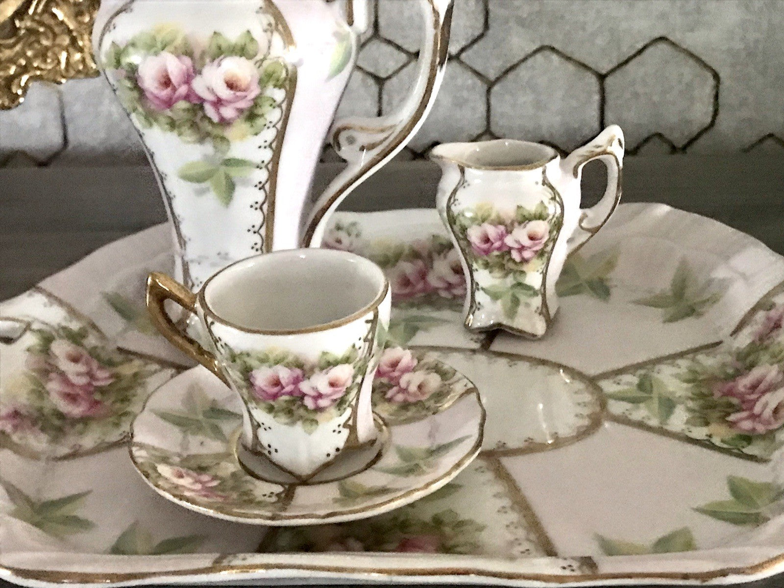 Replik Puppenservice Porzellan Kaffeeservice Geschirr Miniatur MO Othengrafen