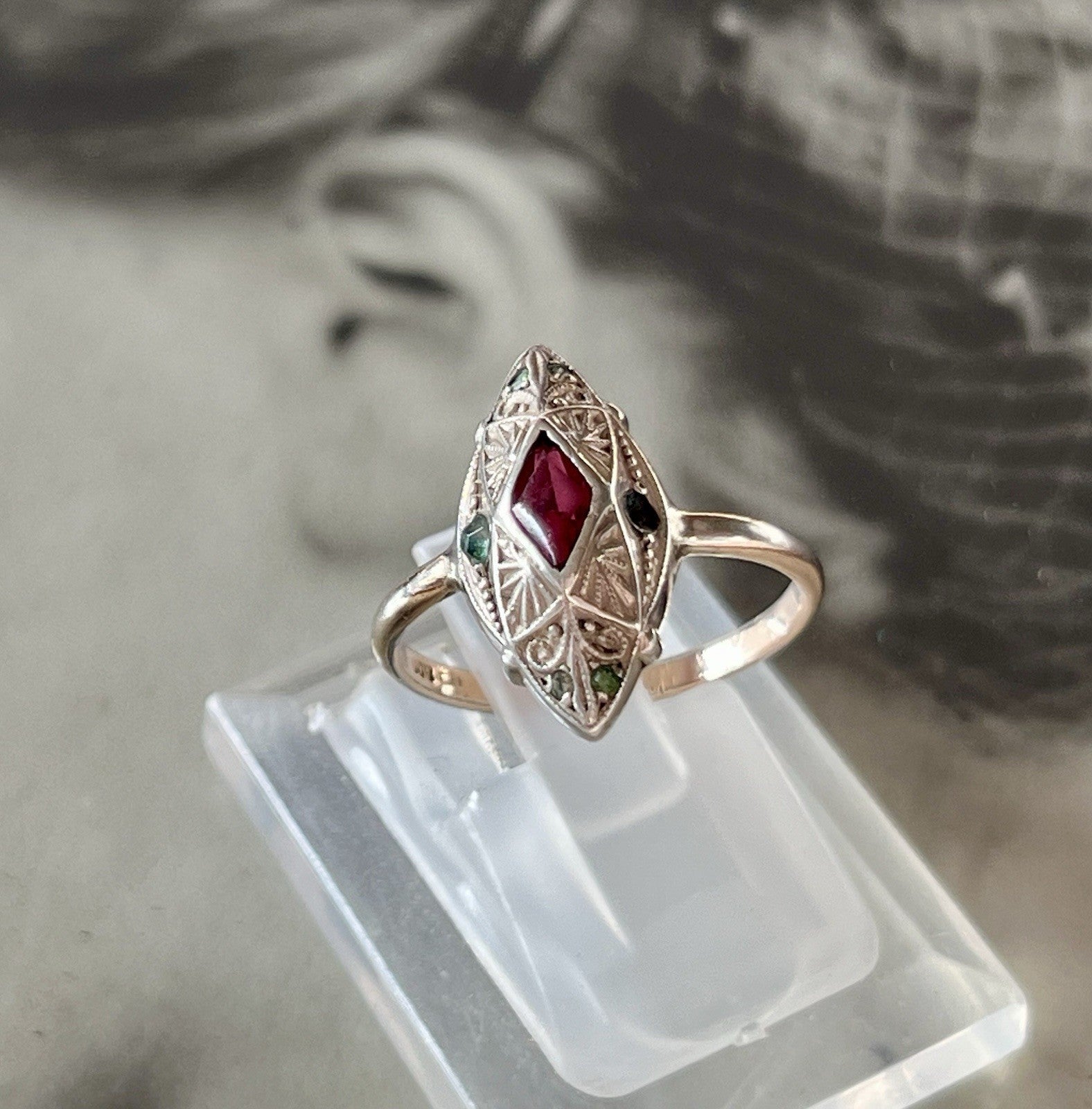 Antik Art Déco Damen Ring bunte Steine Silber 800 Gr.51/52