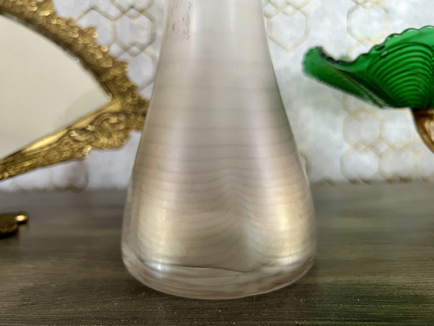 Vintage Glasvase Glaskunst Vase edel Glashütte Eisch ? irisierend schillernd