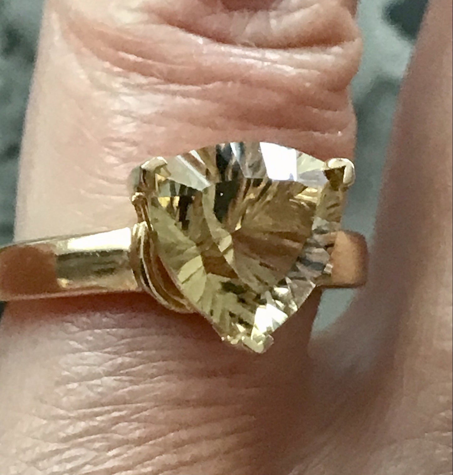 Vintage Ring Citrin? gelber Stein 925 Silber vergoldet Gr.57 18,1