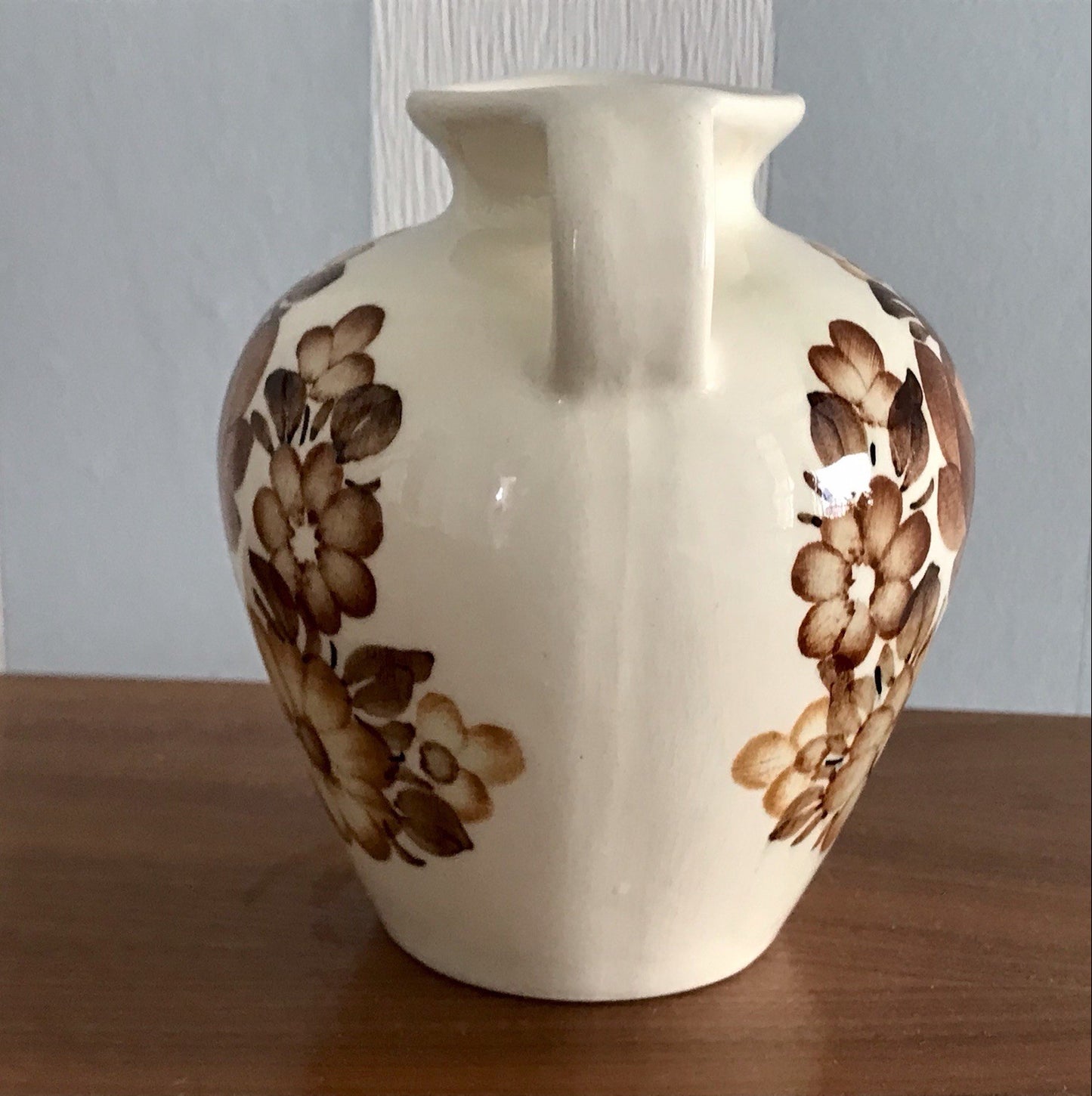 Vintage Fayence Keramik  Vase handbemalt ZF Kolo Polen 50er 60er beige braun