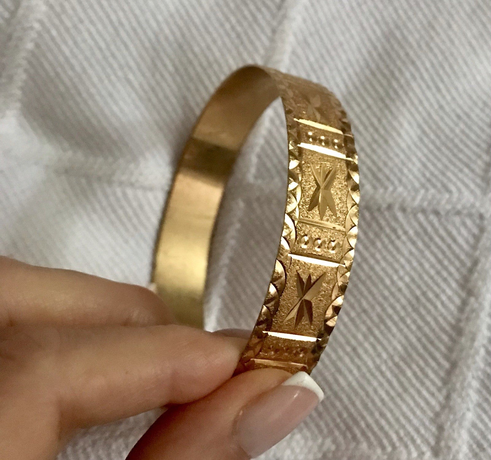 Vintage Art Déco Optik Armband Armreif Armspange vergoldet gold edel