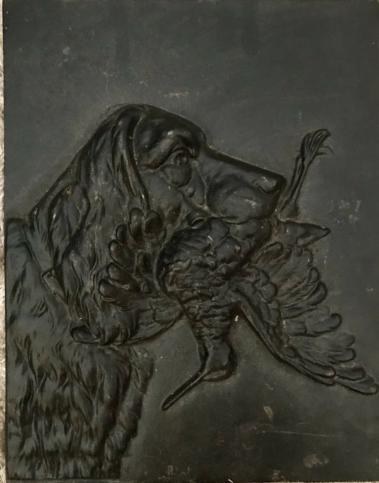Alt antik? Eisenguss Wandrelief Bild Relief Gusseisen Jagdhund Jagdszene Hund