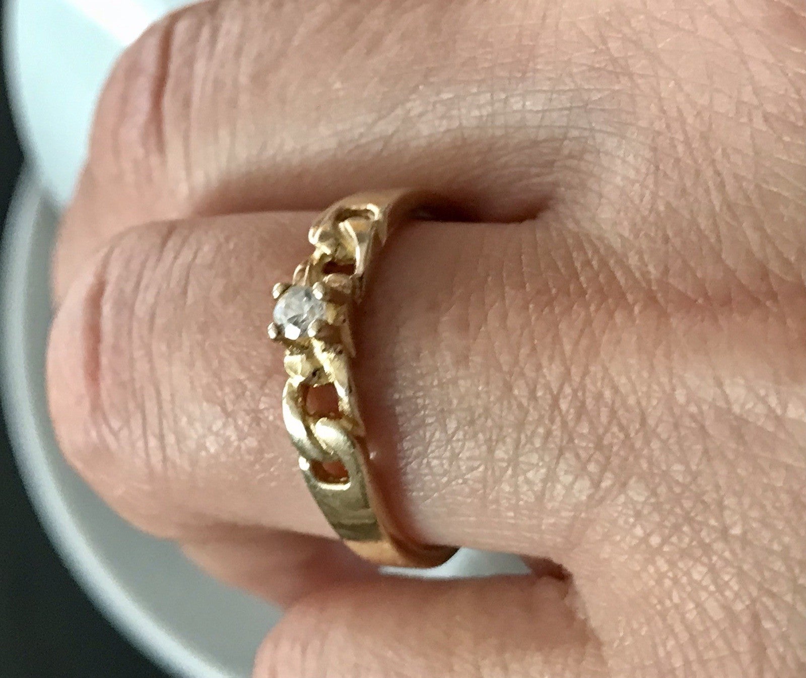 Vintage Damen Ring Silber 925 Gr.59 farbloser Stein Solitär 18,8 vergoldet