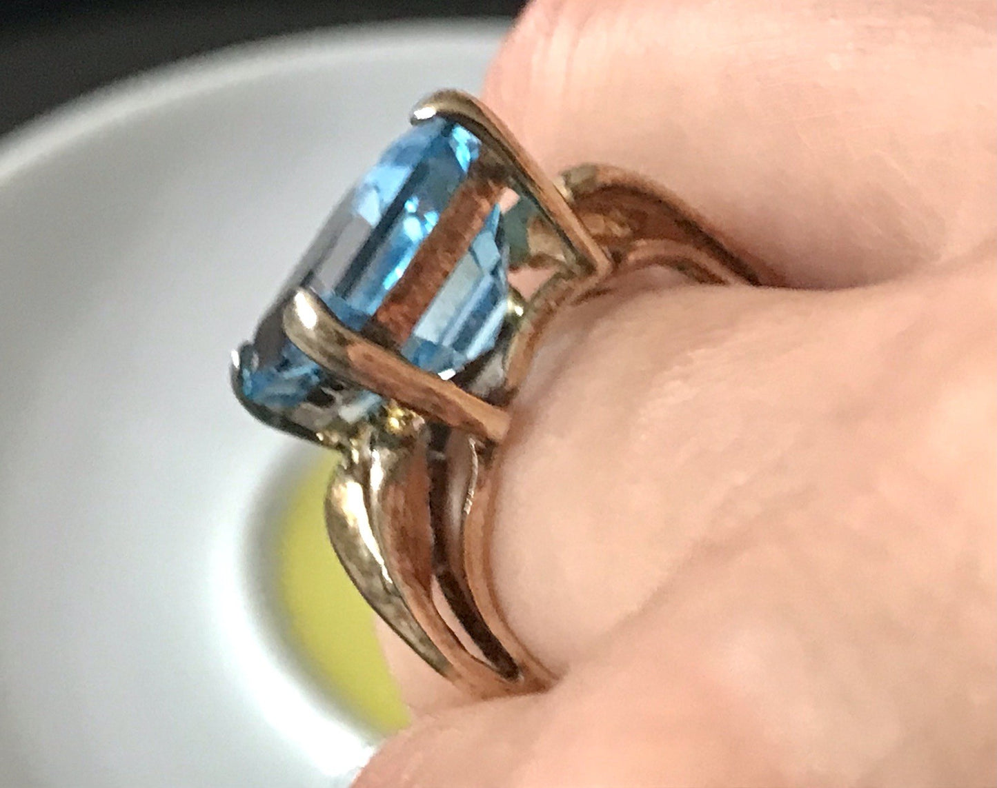 Vintage alt Damen Ring blauer Stein Silber vergoldet 925 Gr.56 17,8 wunderschön!
