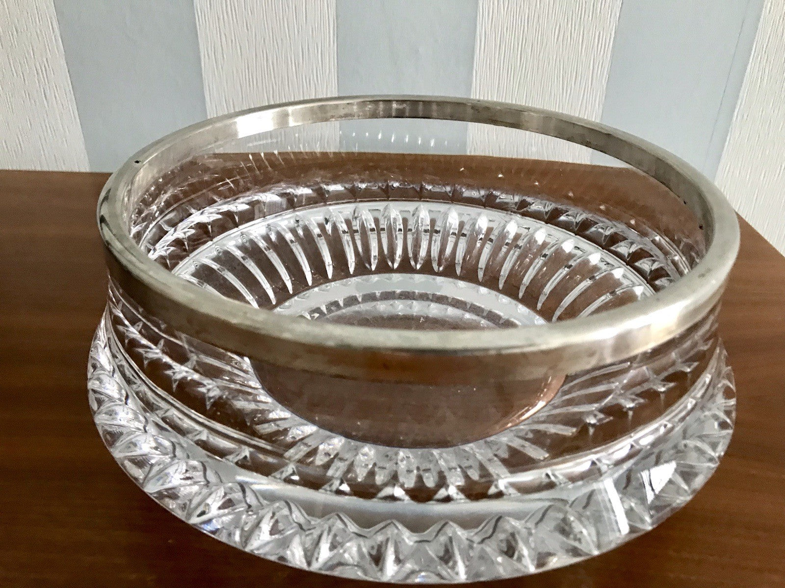 Vintage Glasschale Schale Glas versilbert Rand Kristallglas Bleikristall Europa