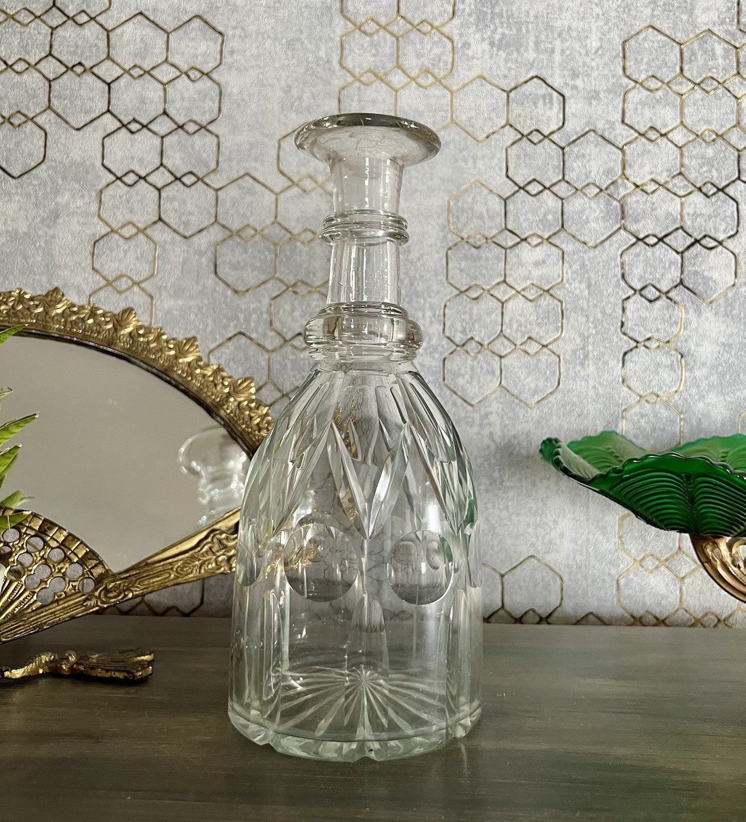 Antik Biedermeier ? groß Karaffe Weinkaraffe Dekanter Glas viktorianisch