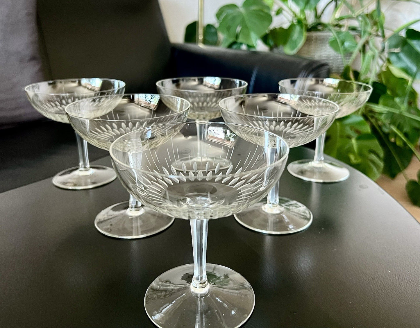 Vintage 60er  4 Champagnerschalen Sektschalen Kristallglas