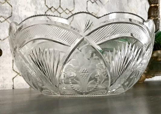 Antik Jugendstil SEHR EDEL Glasschale Schale Kristallglas Glas Schliff geätzt?