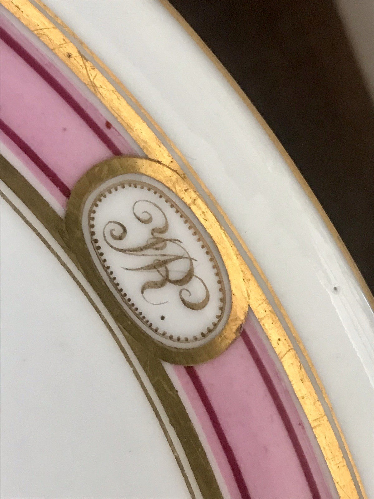 Antik Biedermeier Porzellan Fußschale Schale auf Fuß  ~1845 Ligatur Monogramm JR