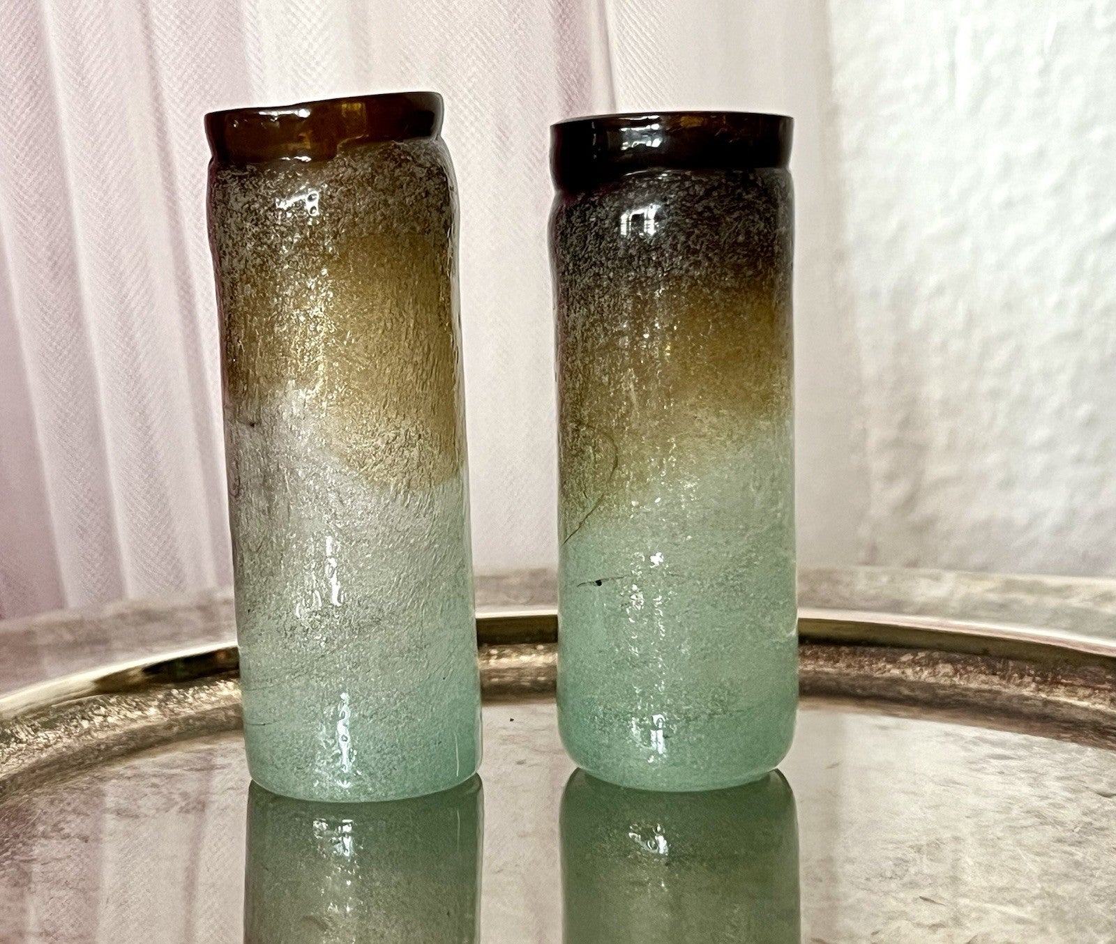 Antik 2 Schnaps Becher Glasvasen Glas Murano Pulegoso Napoleone Martinuzzi