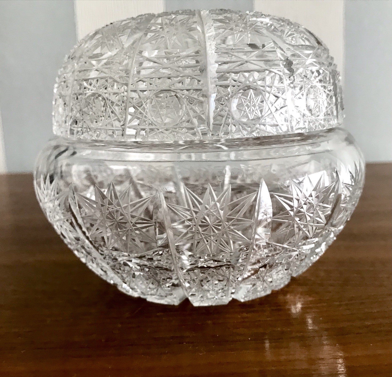 Vintage EDEL Glasdose Schale m. Deckel Bonboniere Kristallglas Schliff