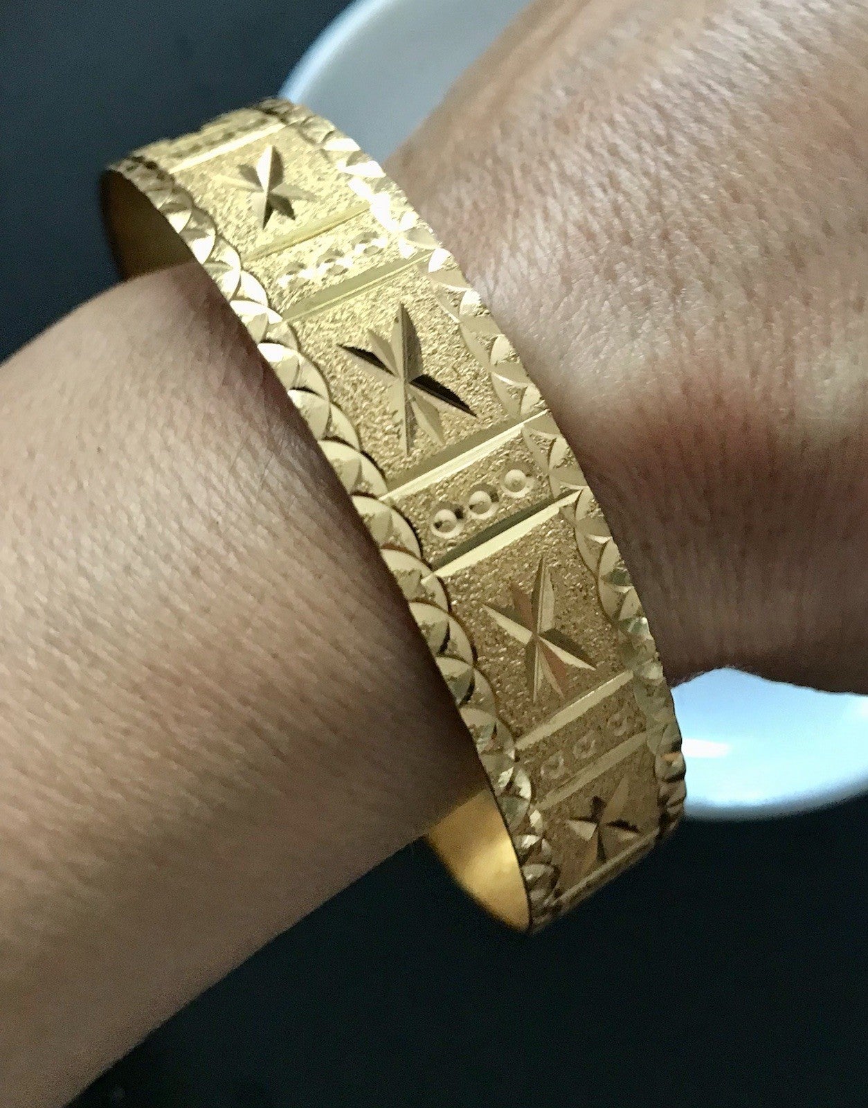 Vintage Art Déco Optik Armband Armreif Armspange vergoldet gold edel