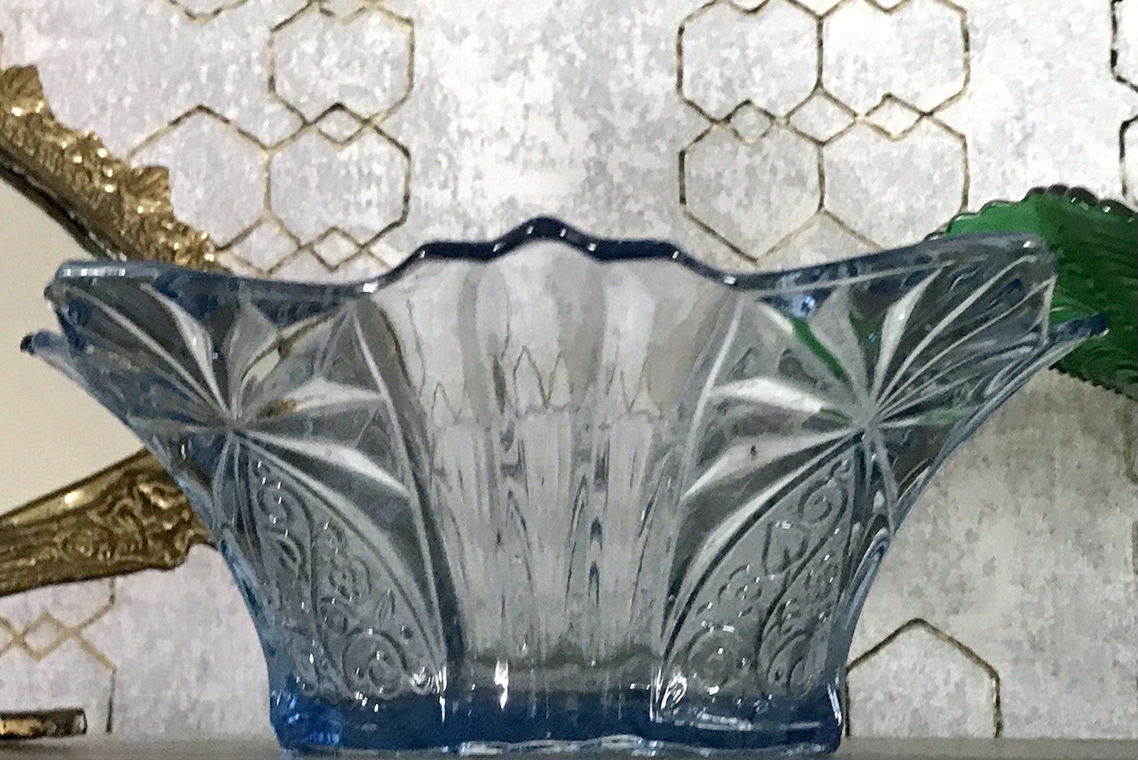 Antik Blau Art Déco Schale Pressglas Glasschale So Schön!