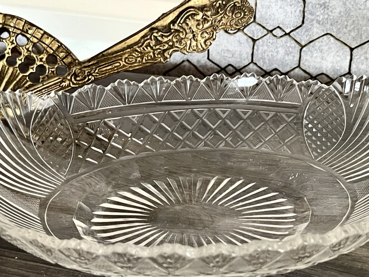 Antik Bleikristall Schale Glasschale Jardiniere Kristallglas Schiffchen Schliff