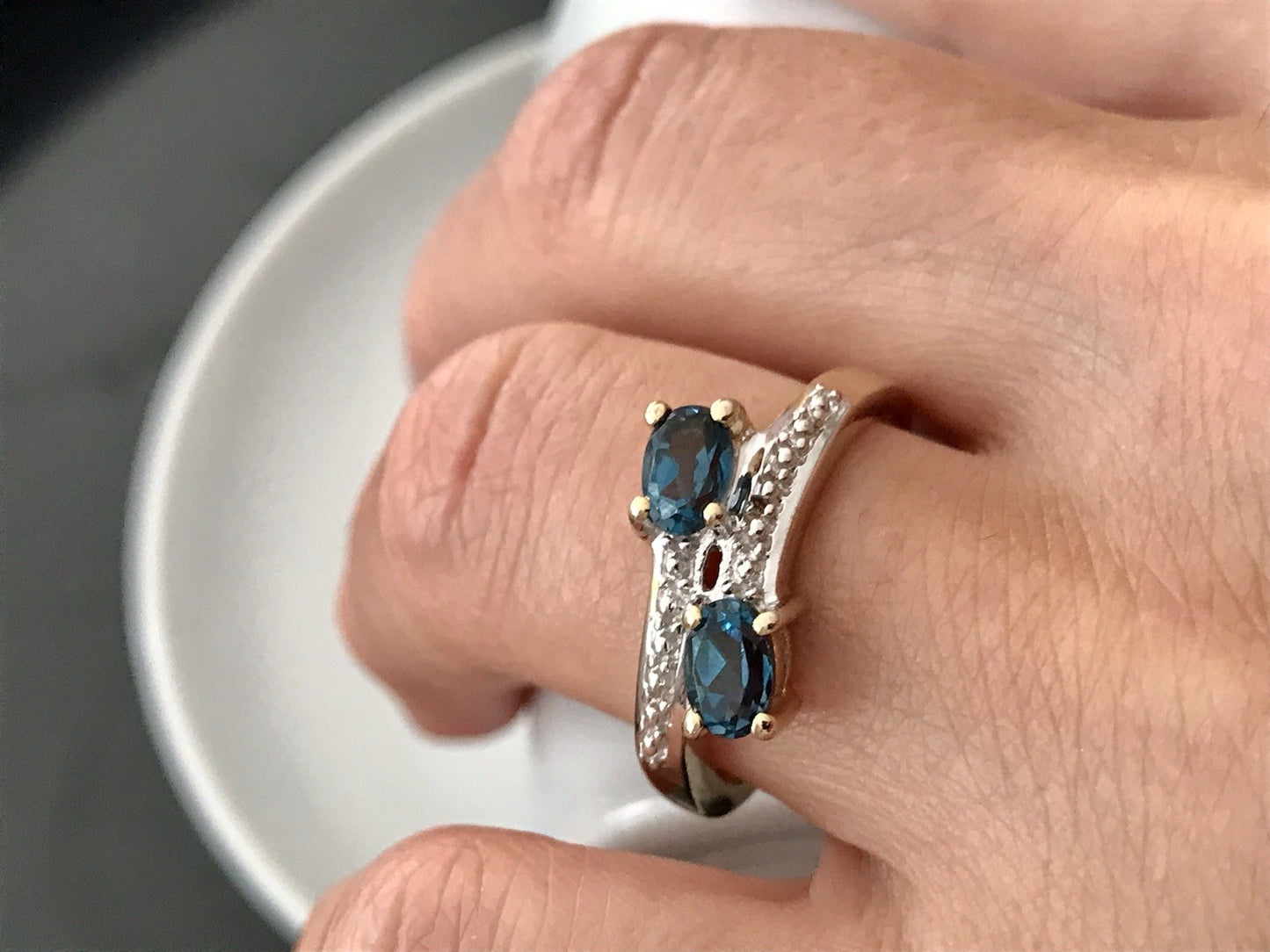 Vintage Ring blaue Steine Saphire?  Silber 925 vergoldet ~Gr.60