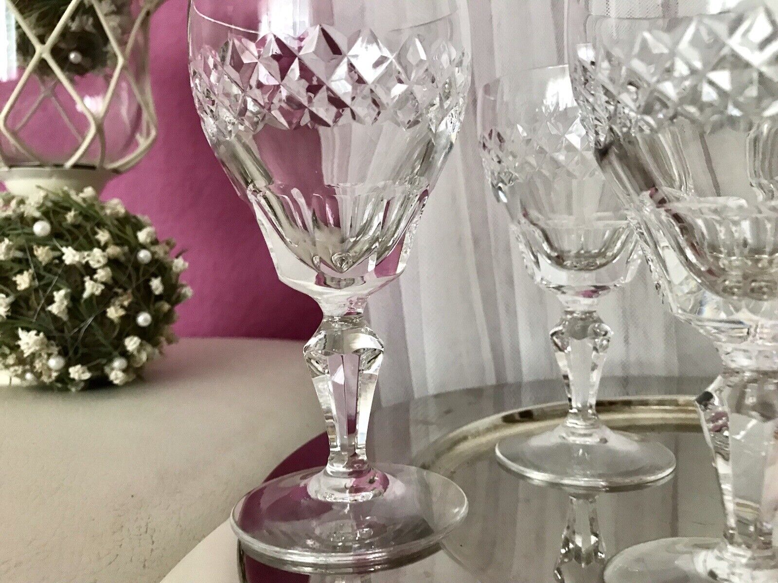 Vintage SEHR EDEL 6x Weingläser Gläser Kristallglas So schön!