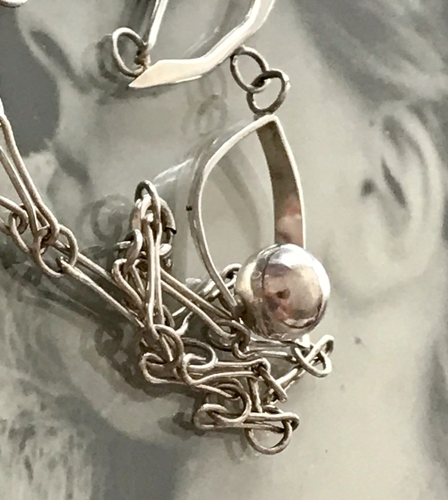 Vintage Modernist Designer 925 Silber Collier Halskette Kette Collier Polen