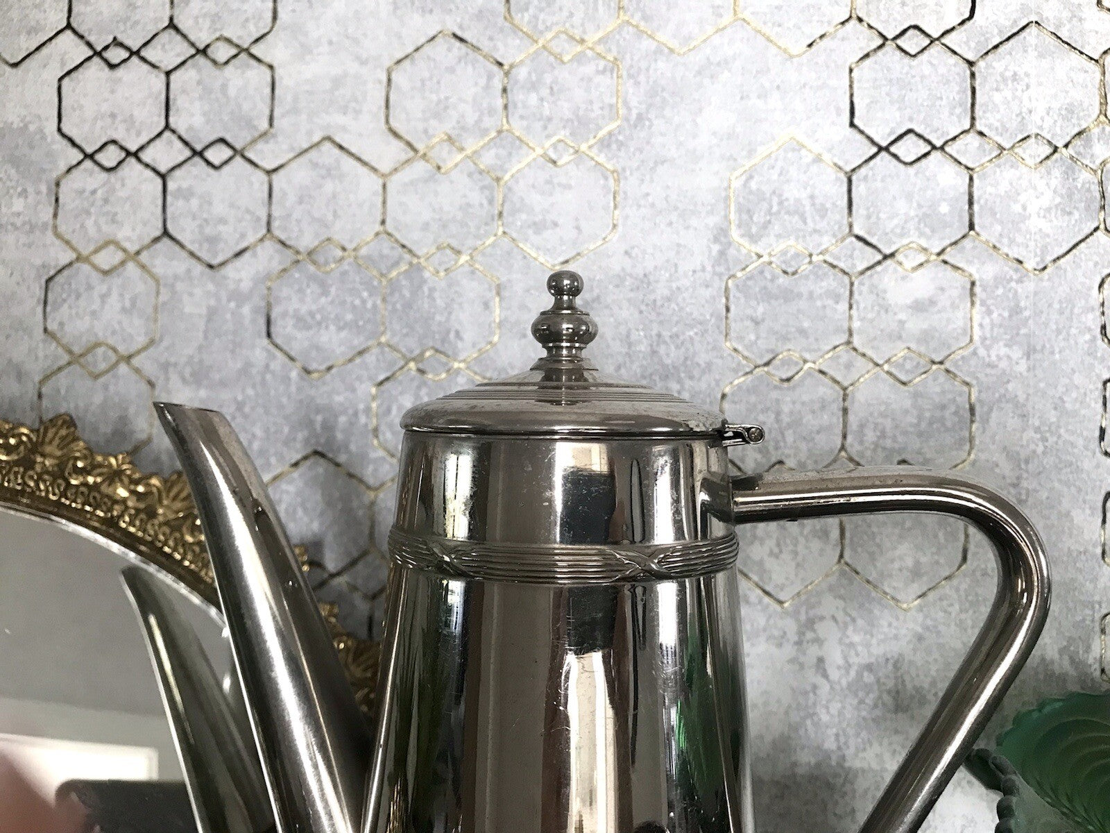 Antik Jugendstil Kaffee Kernstück Zuckerdose Rahmgießer Kanne vernickelt?