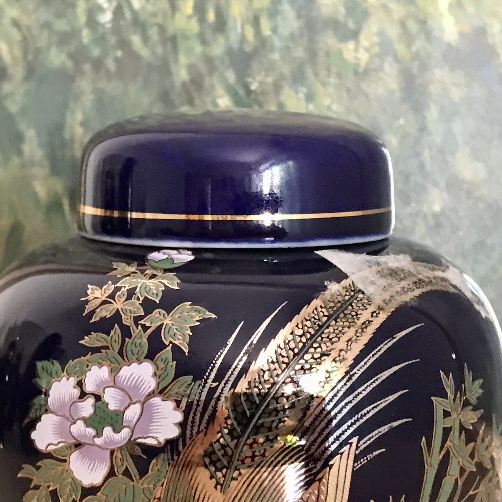 Vintage 1 Porzellan Teedose Vase? Dose Urne MCModernistisch kobalt blau