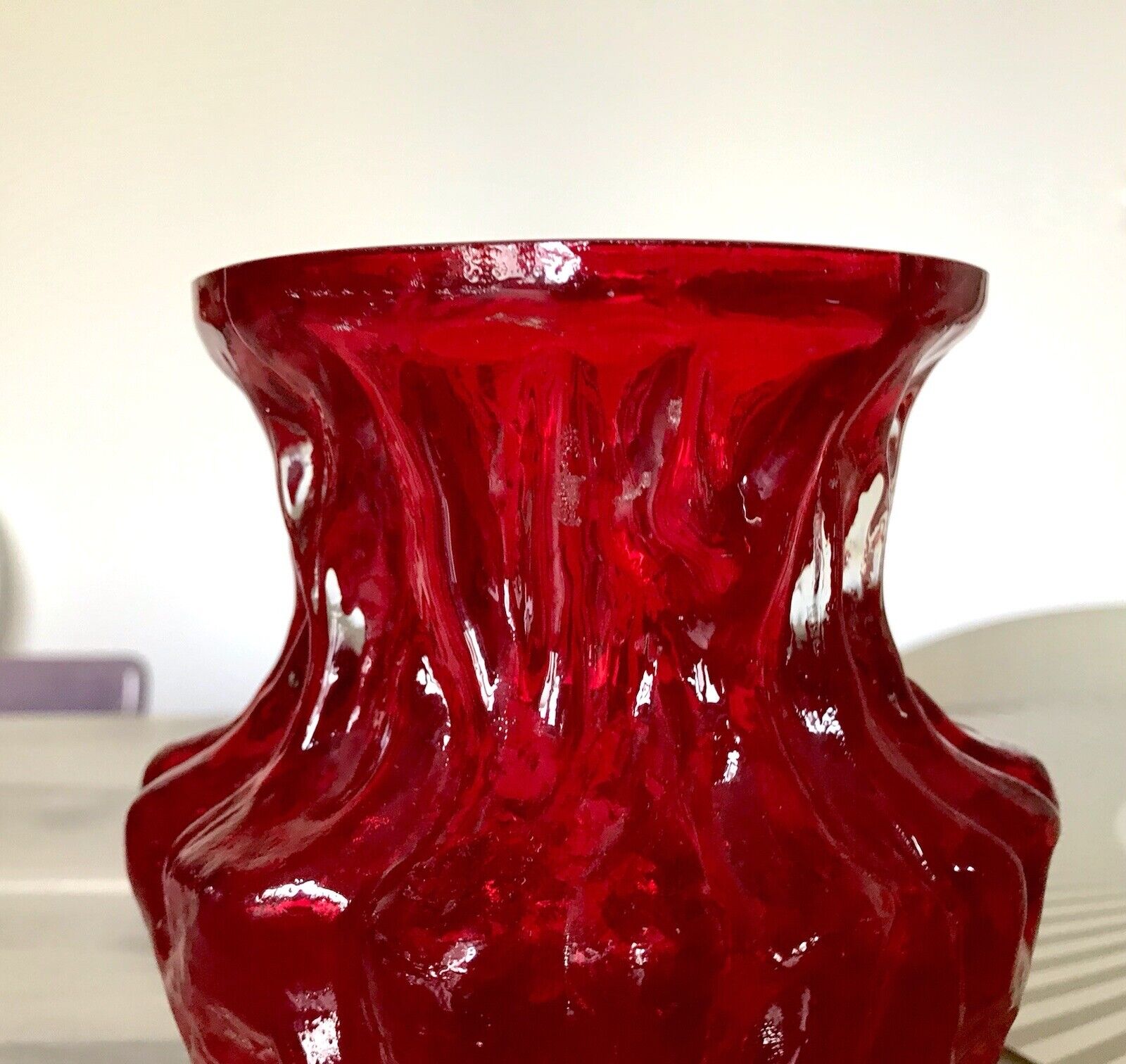 70er Jahre rot Glas Vase Blumenvase Glasvase Glas By Kurt Wokan Ingrid Hütte