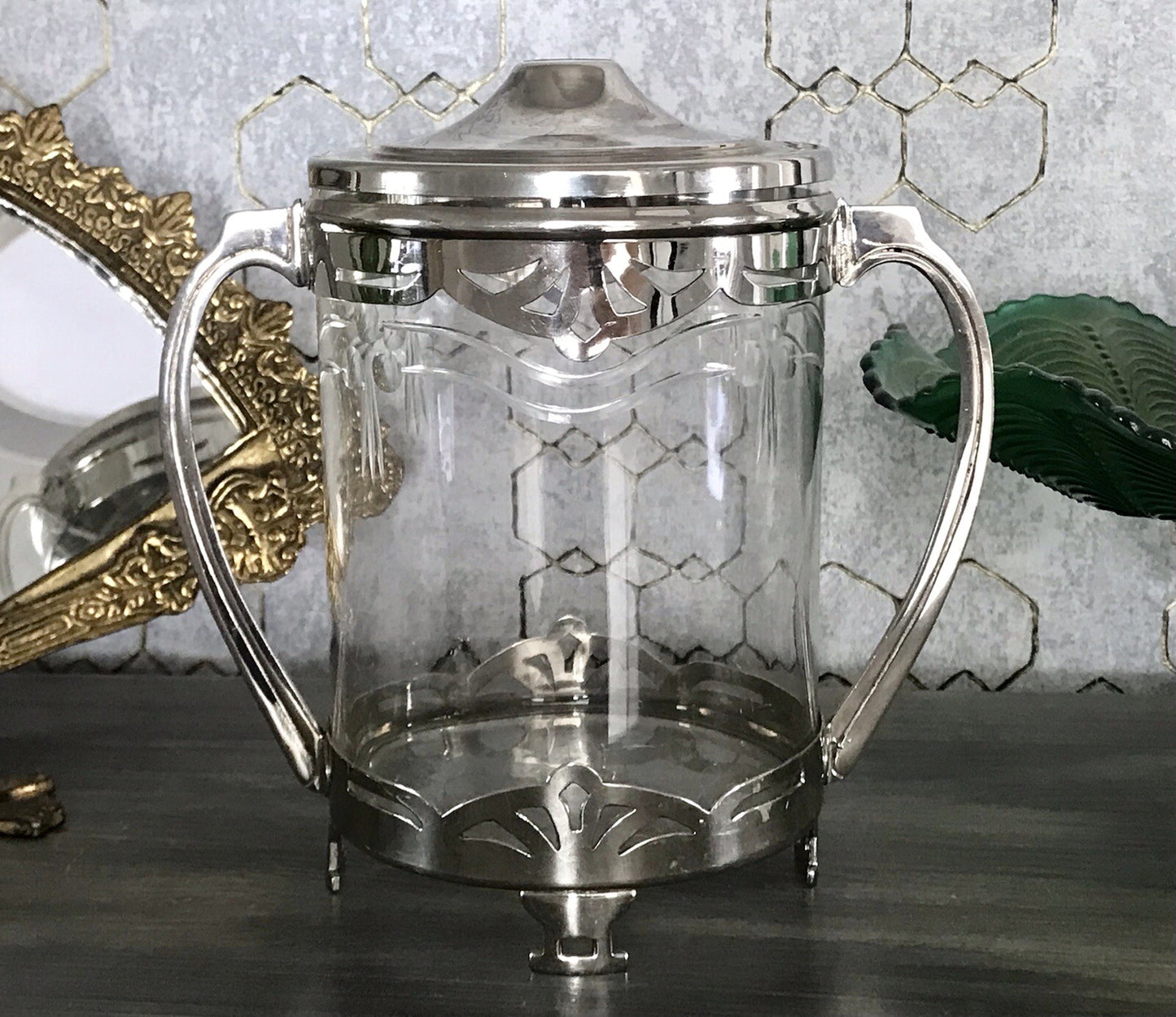 Antik Jugendstil Art Déco Dose versilbert? Argentor? Bonboniere  Konfektdose